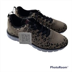 Skora Sneakers Comfort Running Shoes Natural Leopard Brown Size 9.5M athleisure